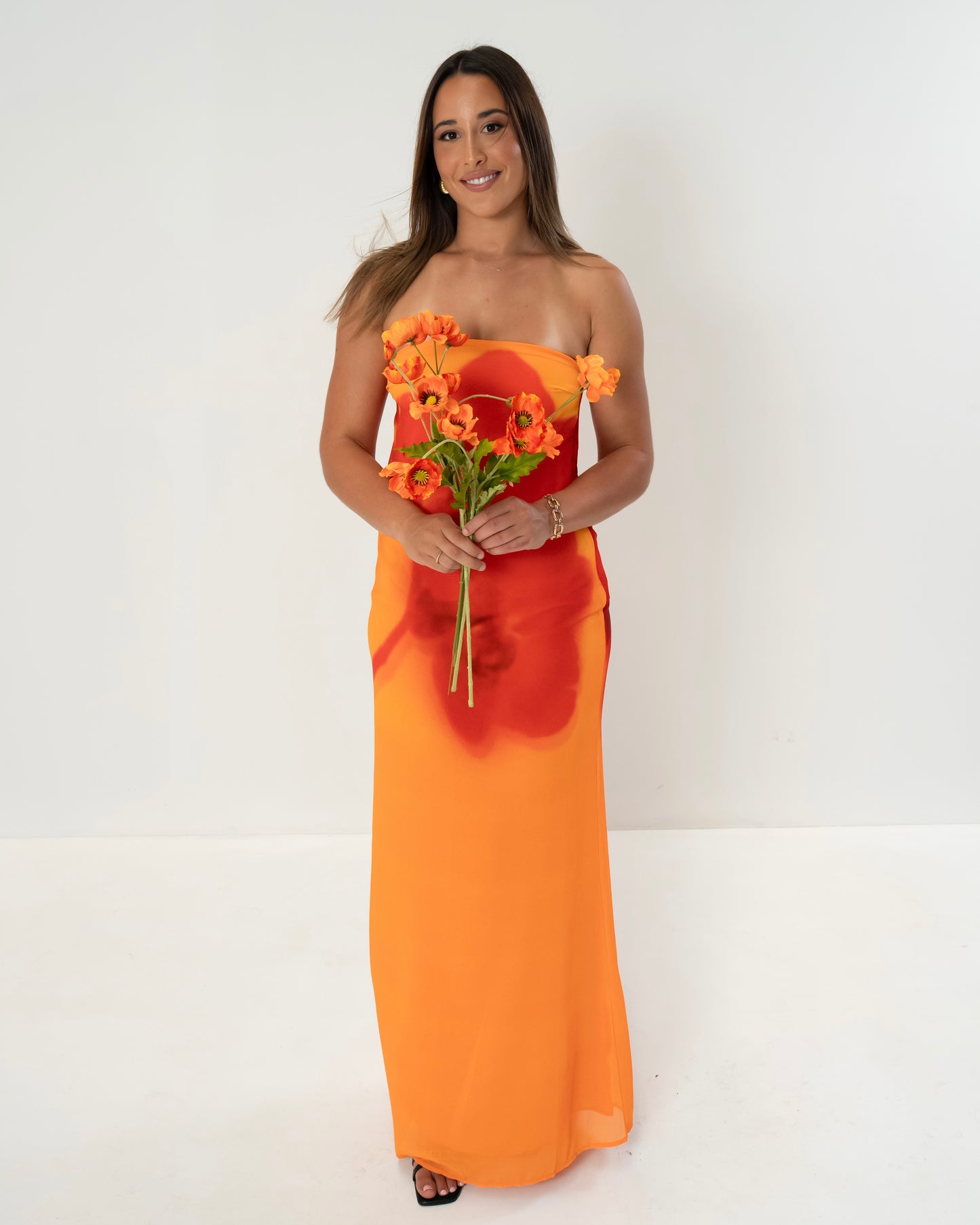 Meshki Amaya Strapless Chiffon Maxi Dress - Koi Orchid