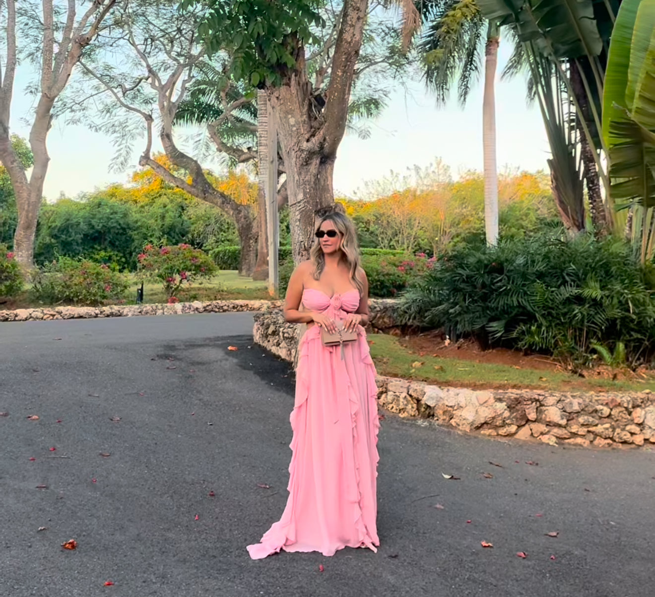 Selfie Leslie Santiago Cut-Out Ruffle Maxi Dress Blush