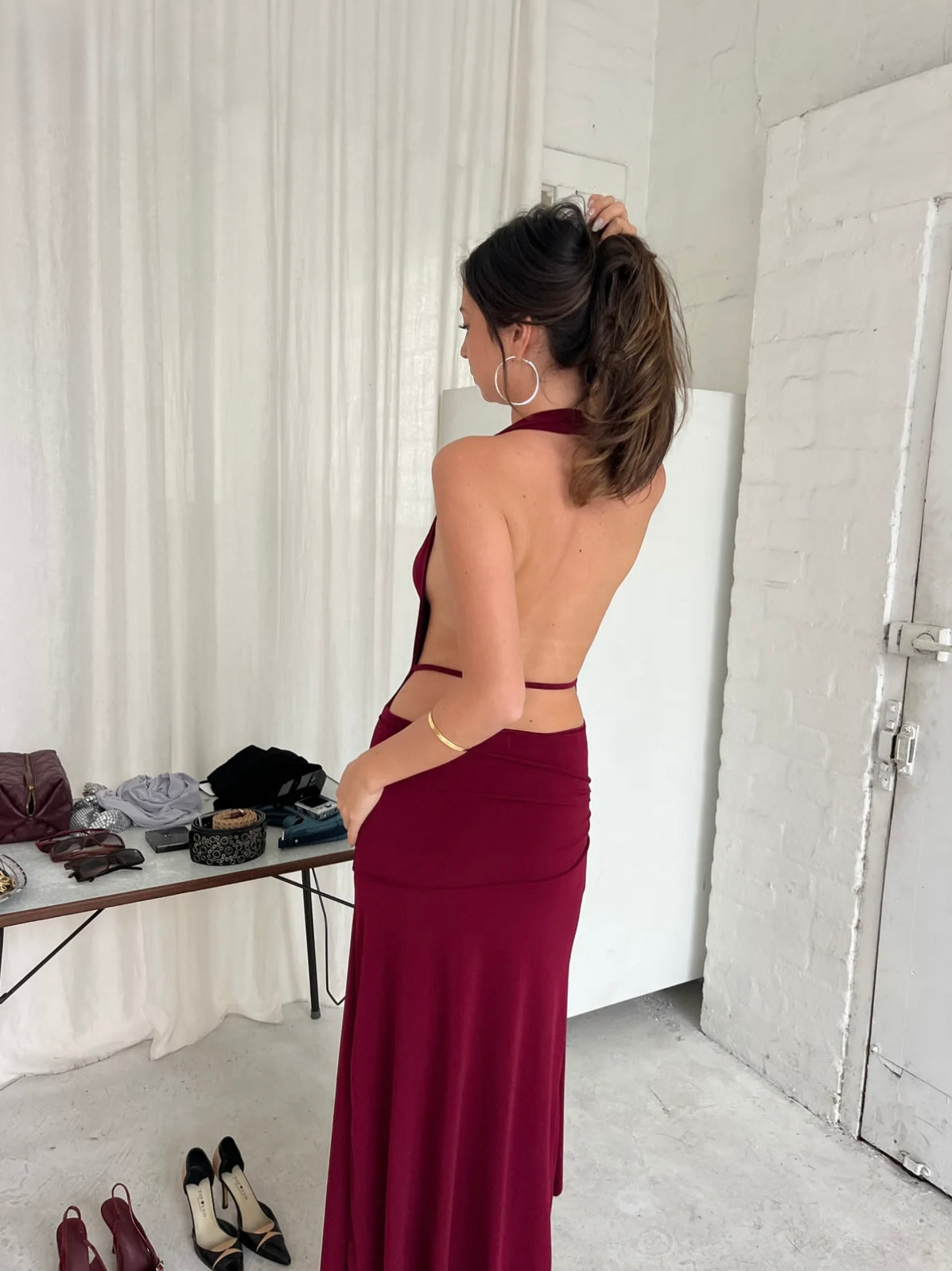 La Marie Nadia Dress Burgundy