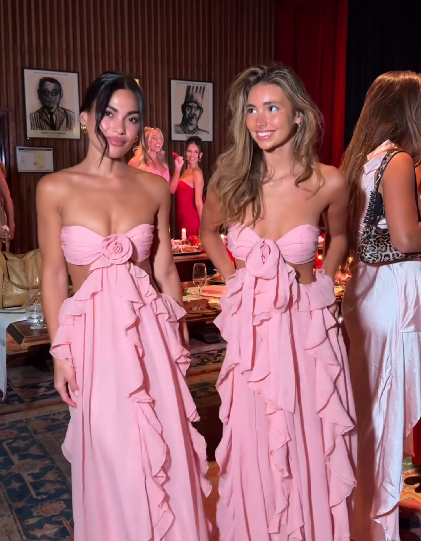 Selfie Leslie Santiago Cut-Out Ruffle Maxi Dress Blush