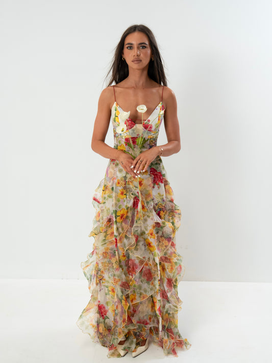 Menti Baroque Flower Maxi Dress