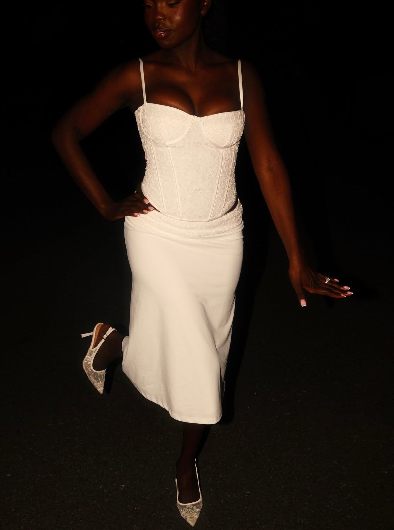 Lace Corset & Midi Skirt Set