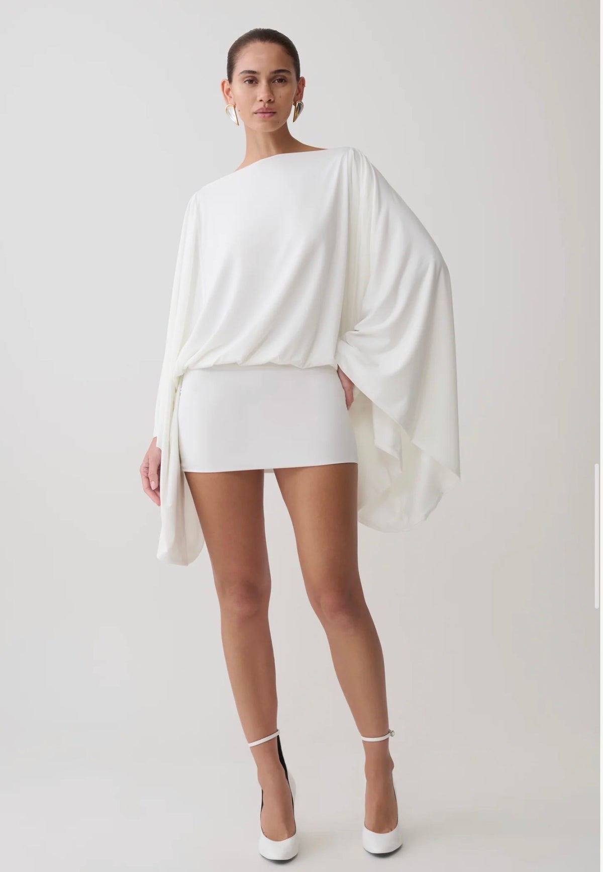 Meshki Jessy Draped Mini Dress Ivory