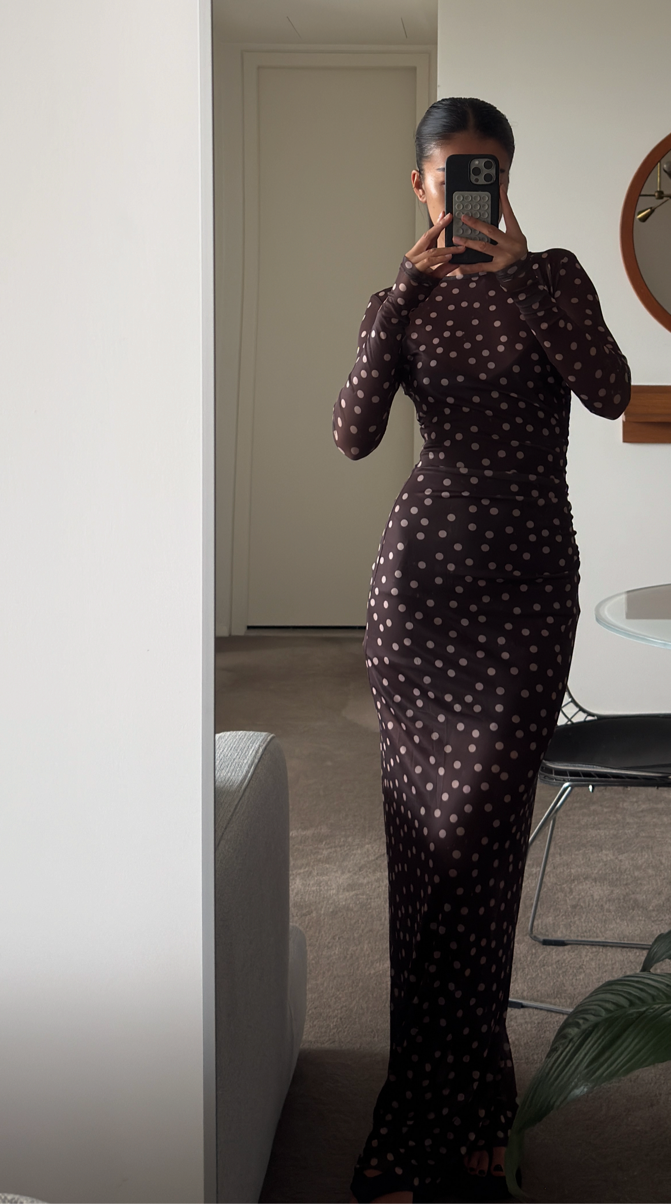 By Nicola Luca Maxi Dress in Chocolate Polka