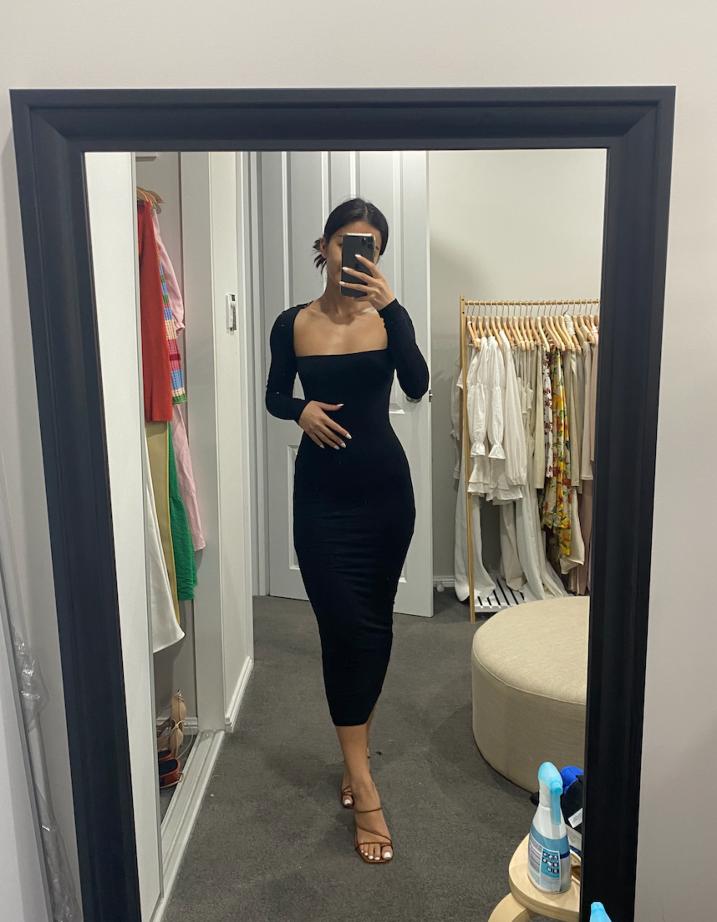 Charcoal Meet Again Midi Dress