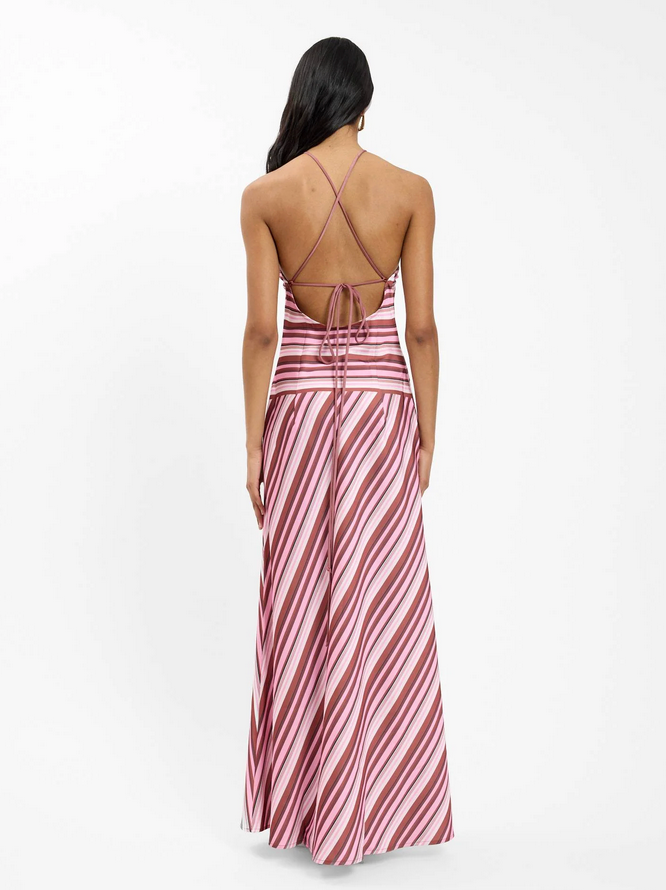 With Harper Lu Halter Maxi Dress Magenta Stripe