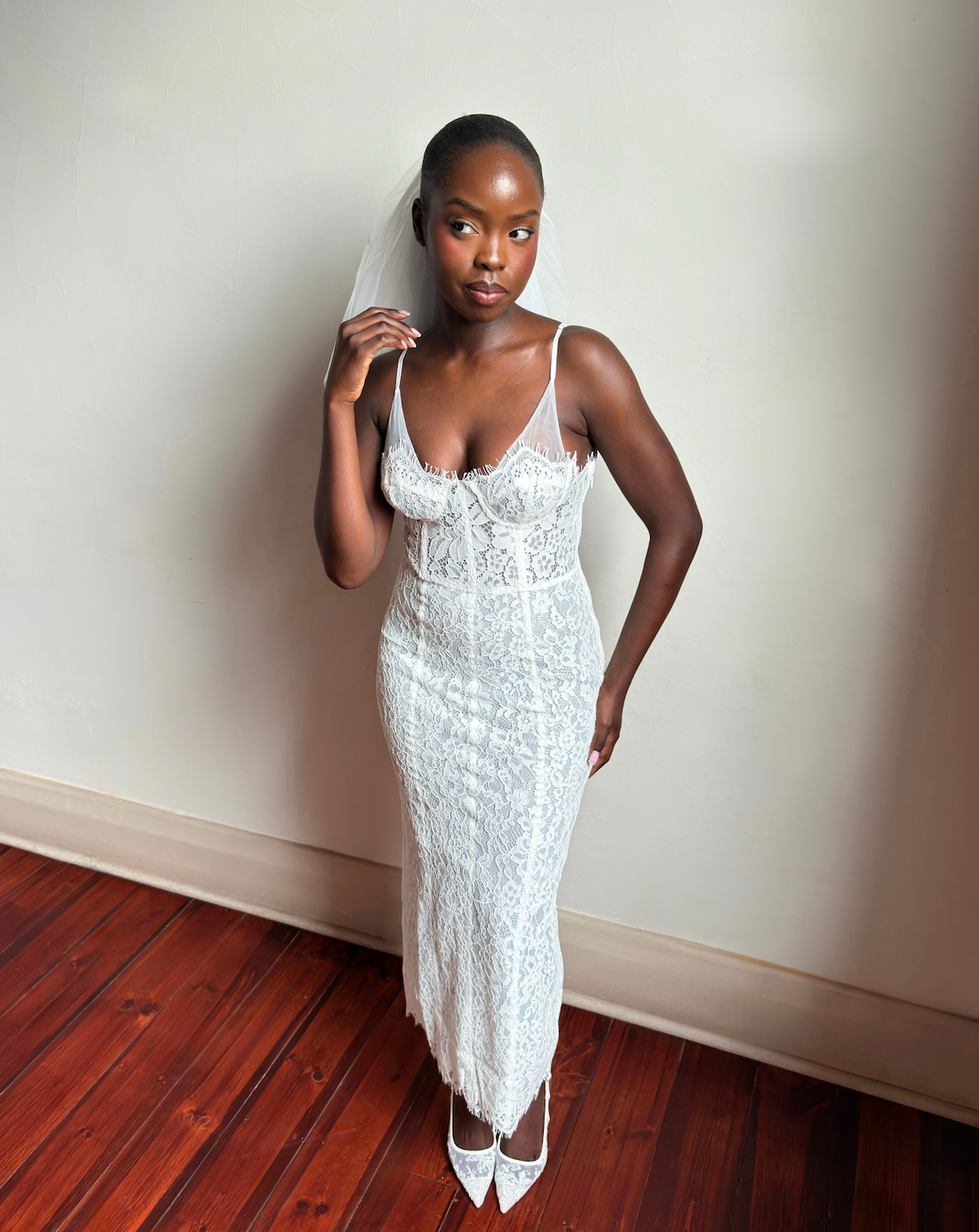 Meshki Ottilie Lace And Mesh Midi Dress White