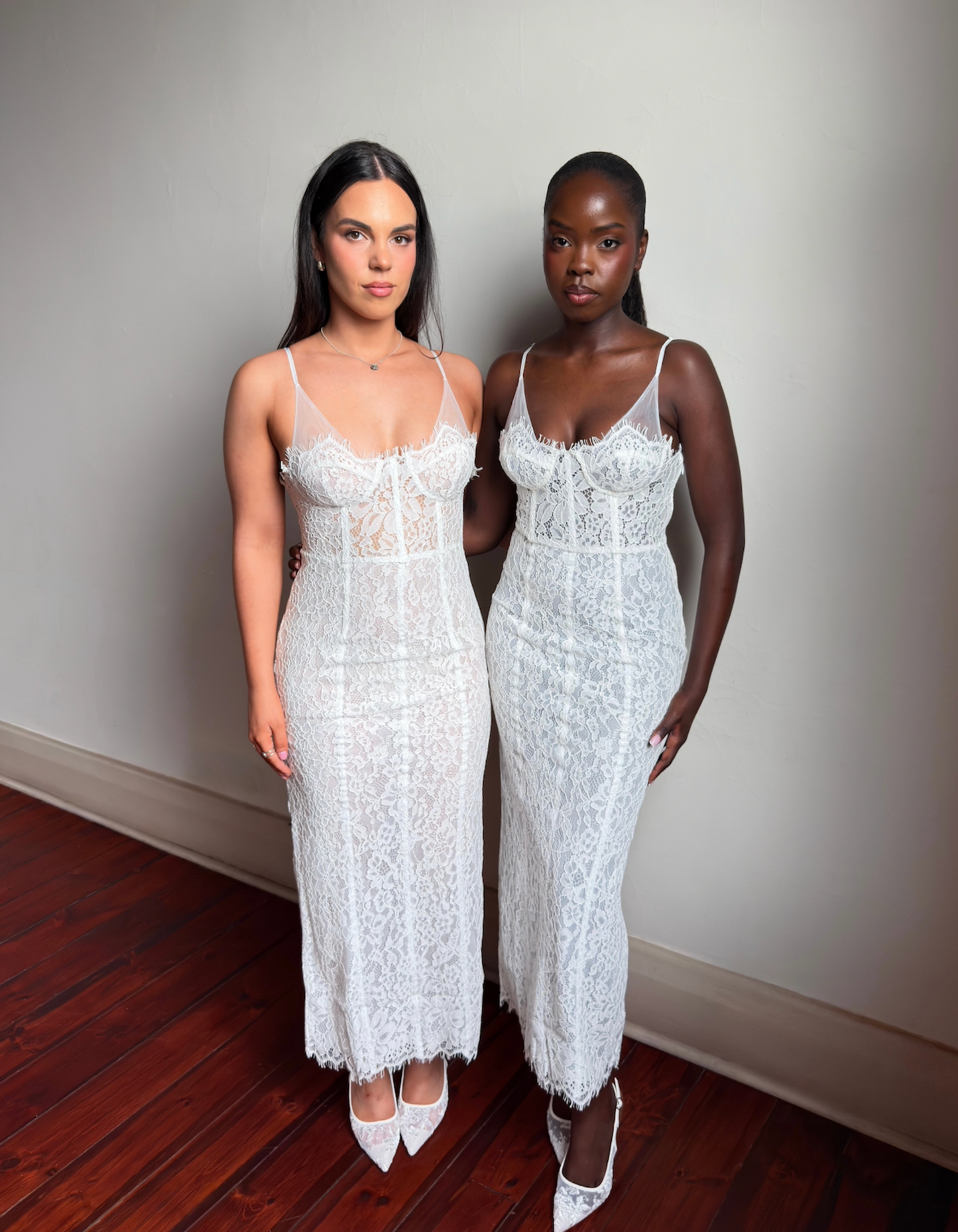 Meshki Ottilie Lace And Mesh Midi Dress White